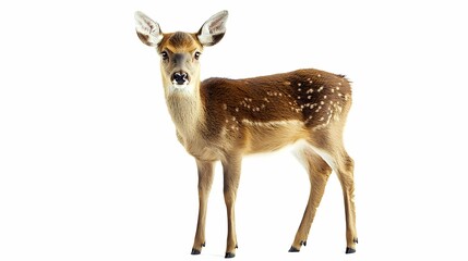 Fototapeta premium This image shows a young deer with delicate features and a spotted coat, highlighting its natural beauty.