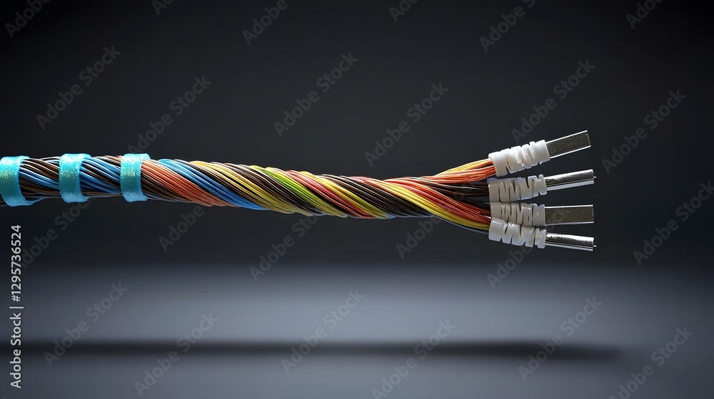 Aufkleber close up view of a photo of a twisted pair of colorful electrical wires being soldered and insulated