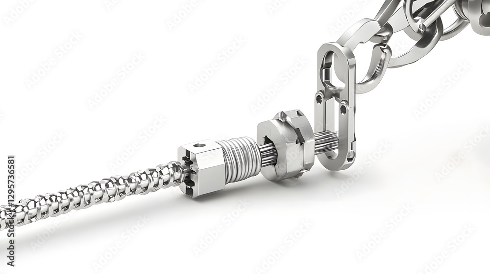 Fototapete close up view of a spade terminal connector being crimped or fastened onto an electrical wire highli