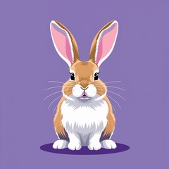 Obraz premium rabbit on plain purple background childish style illustration