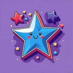 star on plain purple background childish style illustration