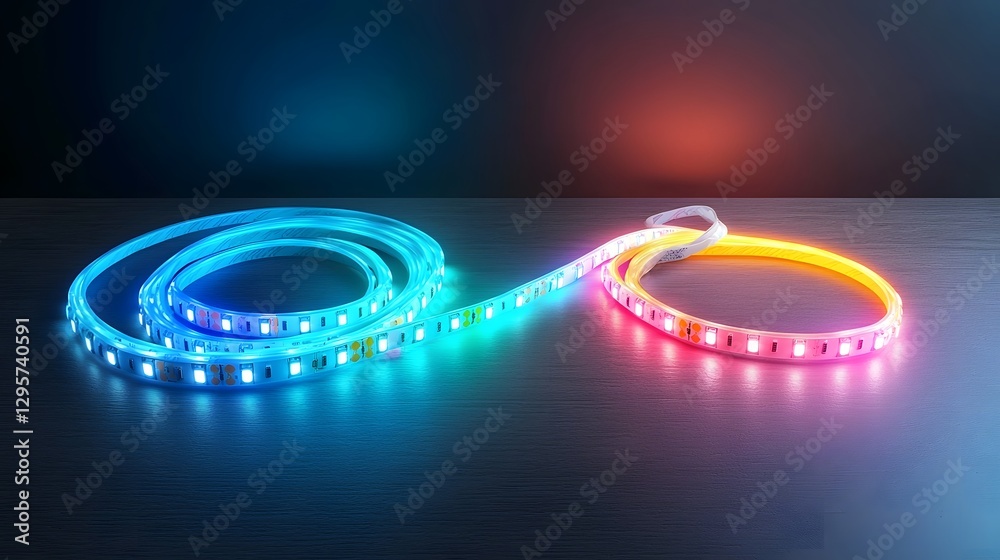Aufkleber connecting led strip lights using specialized clip connectors to create a vibrant colorful lighting 