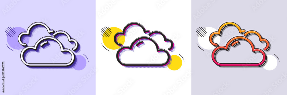 Wall mural cloudy weather line icon. halftone dotted pattern. gradient icon with grain shadow. clouds sign. sky