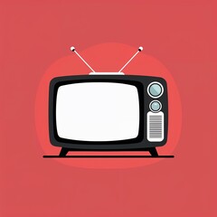 television on plain red background childish style illustration