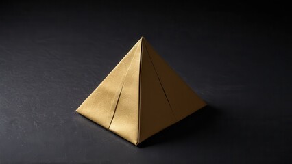  a striking golden pyramid sculpture elegantly positioned against a dark background