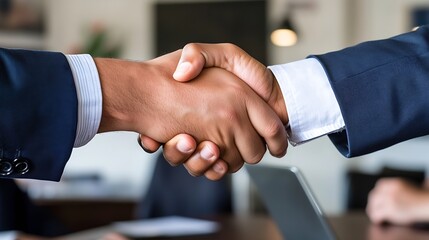 Close Up of Hands Shaking in a Business Agreement Symbolizing Partnership : Generative AI