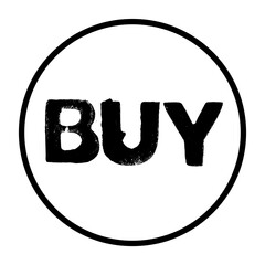 Runder Button zeigt: Buy - Einkaufen