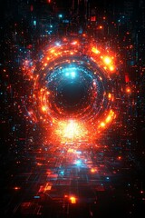 Obraz premium A futuristic background with a glowing circle in the middle of it
