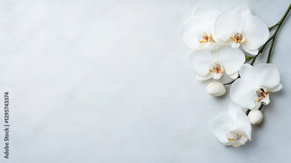 Poster elegant white orchids with soft background for minimalistic floral design : generative ai