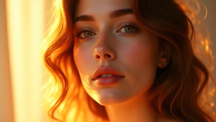 Fototapeta premium natural beauty with golden tones and dreamy expression
