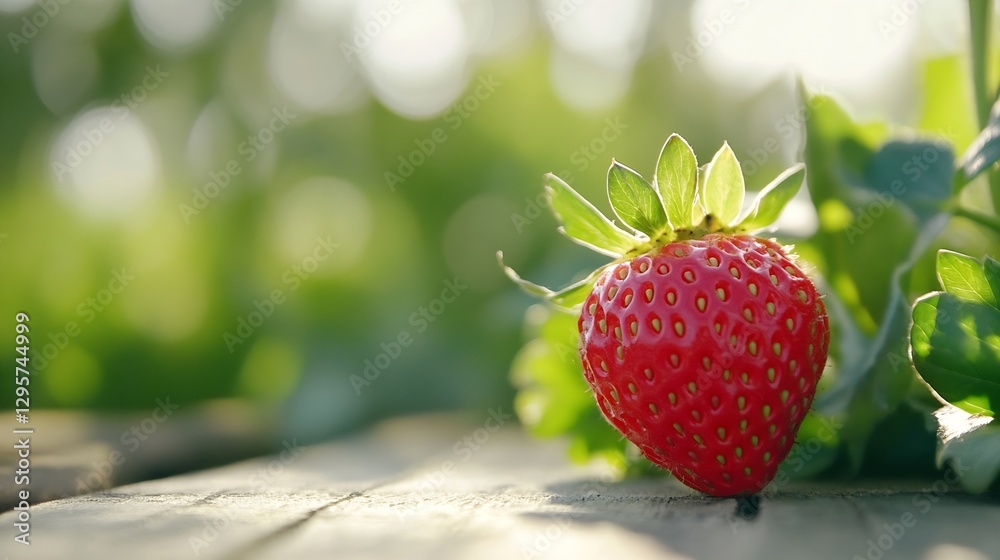 Aufkleber closeup of a fresh and juicy strawberry with a natural and soft background : generative ai