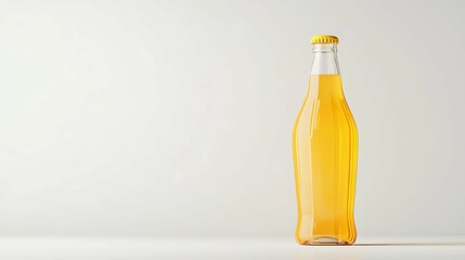 Fototapeta premium This image showcases a transparent bottle filled with a vibrant yellow liquid, set against a minimalist background.