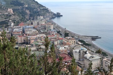 Obraz premium Maiori - Panorama del borgo da Via San Giuseppe