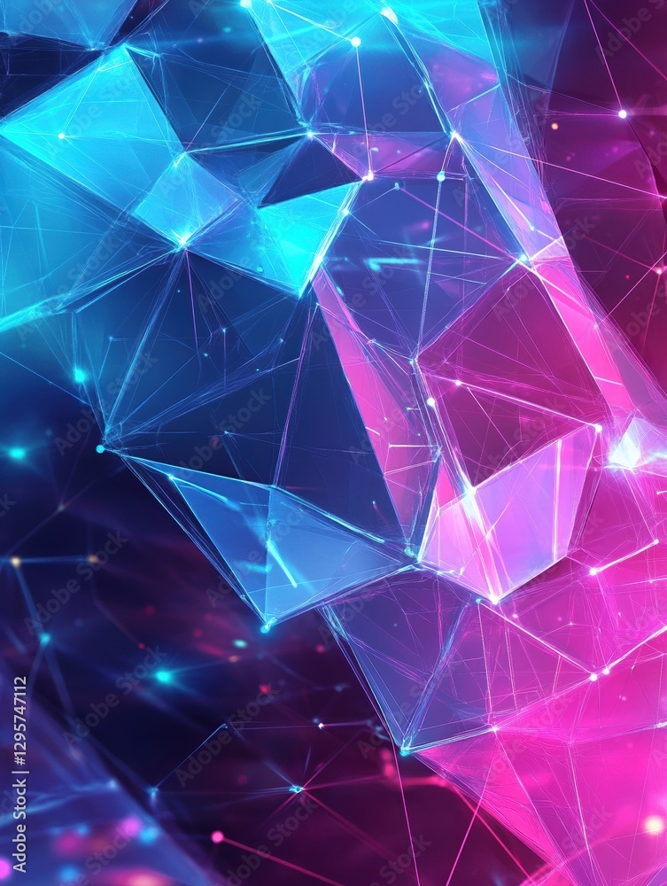 Poster polygonal blockchain futuristic hud banner. crypto technology data link, cryptography, secure busine