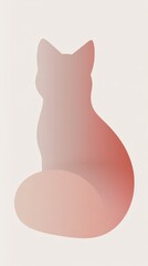 Minimalistic Cat Silhouette: A Blurred, Gradient Illustration in Soft Coral and Peach Shades for Artistic Decor