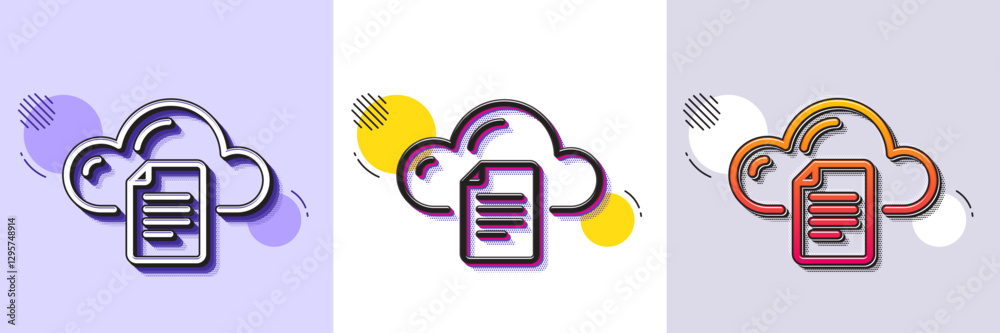 Poster file data storage line icon. halftone dotted pattern. gradient icon with grain shadow. cloud computi