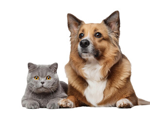 Obraz premium dog and cat isolated on transparent background