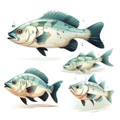 Fototapeta premium Minimalistic Halibut Illustration Isolated on a White Background