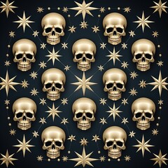 Mystical Halloween Skulls in a Celestial Design