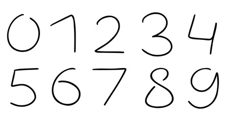 Light black mathematical digits from 0 to 9 font collection set. Vector illustration in hand drawn doodle style isolated on white background. For birthday, learning, card, logo, sales, decorating.