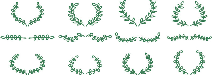 Obraz premium Collection of Emblem Crest logo elements. Heraldic logo, vintage laurel wreath hand drawn in vector