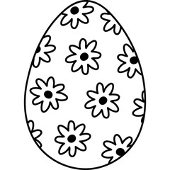 Lovely scribble painted egg with chamomile flower ornament for Easter egg hunt. Trendy hand drawn clipart for celebrating religious springtime holiday. Outline doodle isolated on white background