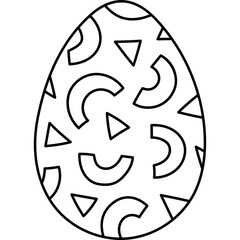 Lovely outline painted egg with geometric shapes pattern for Easter egg hunt. Trendy egg with circles, triangle ornament for religious springtime holiday, funny game. Cute hand drawn doodle.