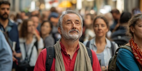 Obraz premium crowd in France street looking towards lens