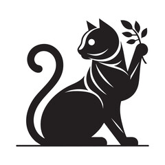 Cat Silhouettes vector, Black Cat Silhouette | Cat Vector Clipart | Feline Logo Design | Pet Animal Icon | PNG, SVG, EPS