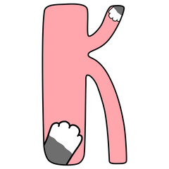 Uppercase K with cat paw 