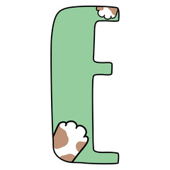 hand drawn Uppercase E with cat paw 