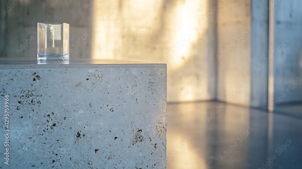 Fototapete modern elegant concrete surface with crystal clear object displaying minimalist aesthetic : generati