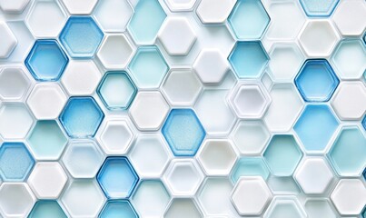 Fototapeta premium Abstract blue & white hexagons background, ideal for tech or science designs
