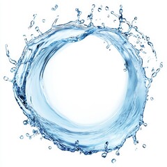 Circular water splash frame on white background