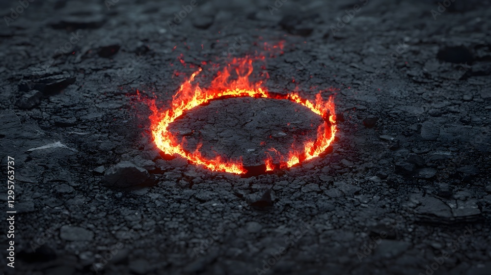Aufkleber a photo of a circle of glowing embers forming a ring symbolizing warmth and unity in a dark landscap