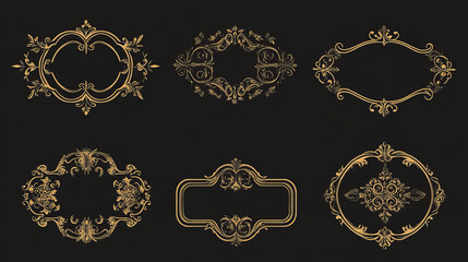 Vintage label frames. Old frame shapes, decorative label and retro shape. Luxury premium tag, elegant sticker sign or royal wedding logo. Isolated vector symbols set