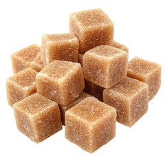 Brown sugar cubes isolated on white background
