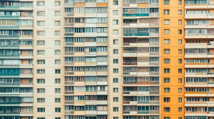 Sleek Minimalist Apartment Building Facade with Colorful Elements