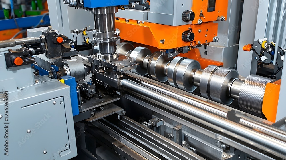 Aufkleber a photo of a powerful centrifugal casting machine spinning rapidly to shape metal into cylindrical f