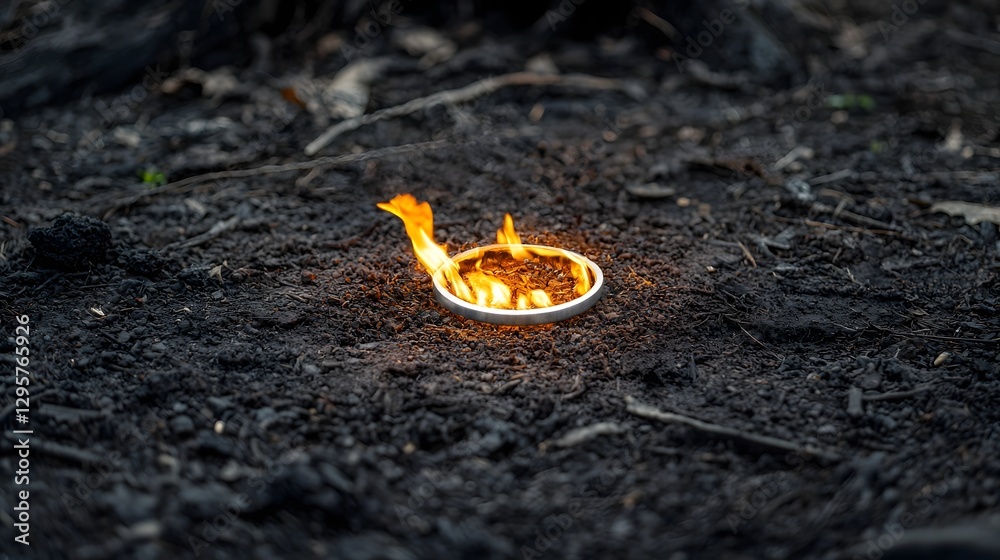Aufkleber A photo showcasing a circle of glowing embers forming a ring symbolizing warmth unity and energy in a dark and mysterious landscape