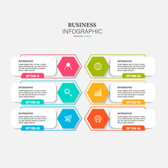 Modern infographic design template with icons and 6 options