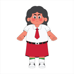 Cute girl student cartoon character illustration