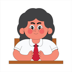 Cute girl student character illustration