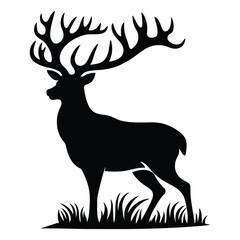 Majestic Deer Silhouette Vector - Elegant Stag Clipart for Wildlife Designs