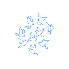 Blue birds flying like a flower, vector symbol design