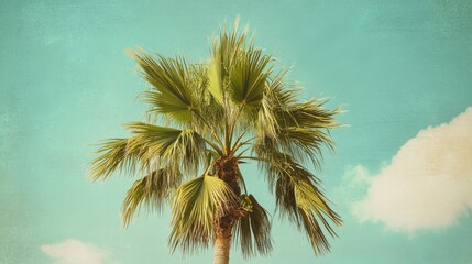 Vibrant Palm Trees Against the Azure Sky with Verdant Leaves