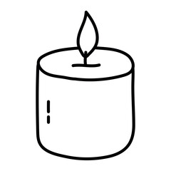 Hand drawn doodle light candle isolated on white background