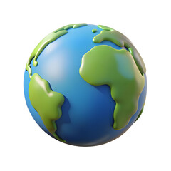 3d earth globe planet isolated on transparent background, png
