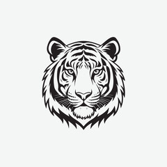 Discover a sleek and stylish tiger face vector silhouette with clean, sharp lines and a minimalist white background. Perfect for modern designs, logos, and creative projects.