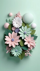 bouquet of flowers isolated on green background